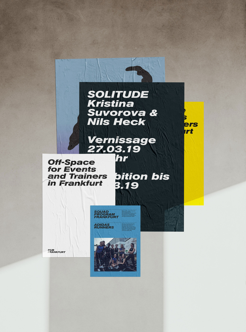 Grafikdesign Konzept der Poster für Veranstaltungen & Ausstellungen des Hub Frankfurt
