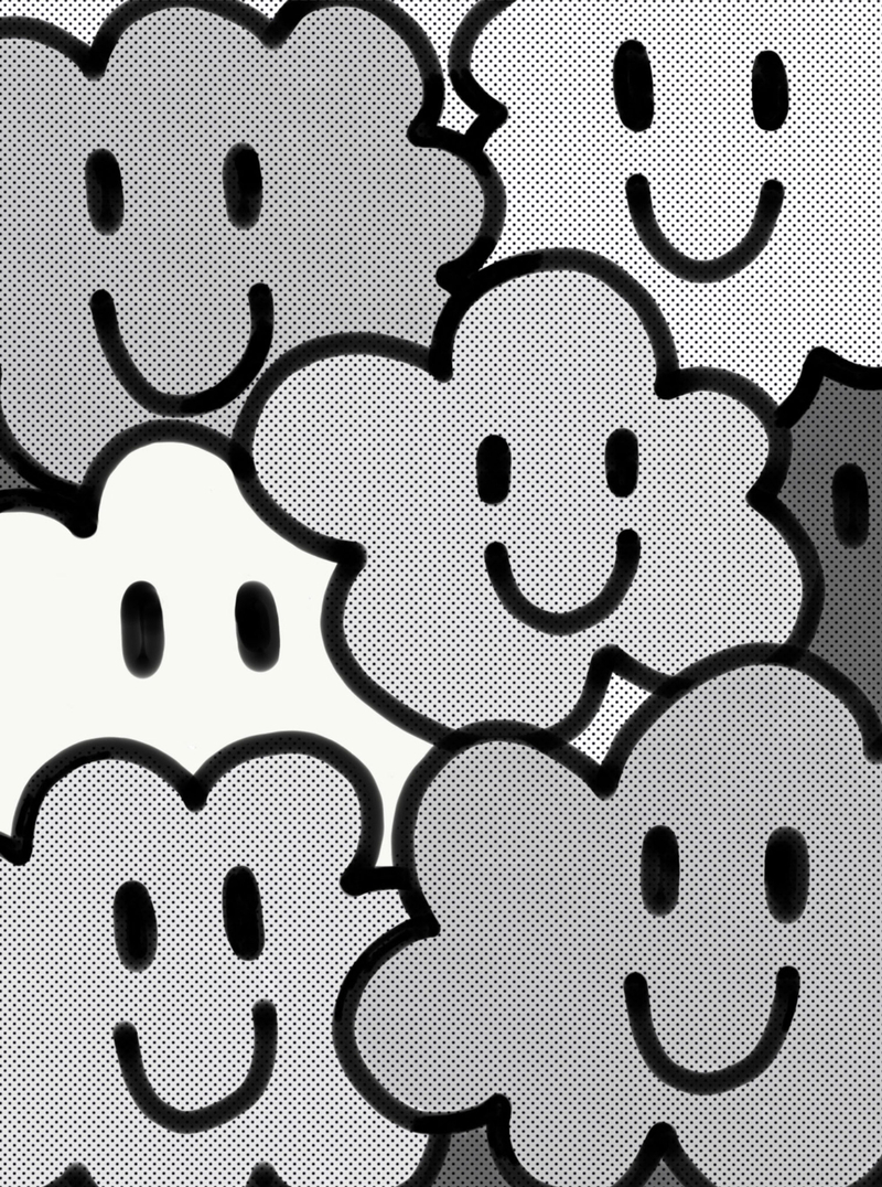 Illustration lächelnde Wolken