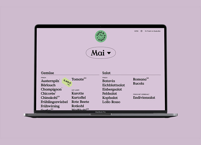 Laptop mit der Webseite eines Online Saisonkalenders
